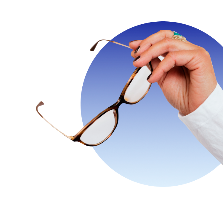 lentes con circulo azul